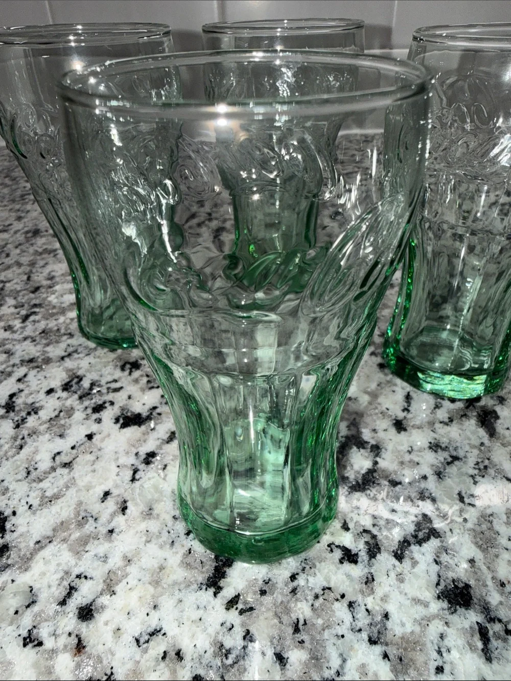 Green Embossed “Coca-Cola” Glass Tumblers qty 4